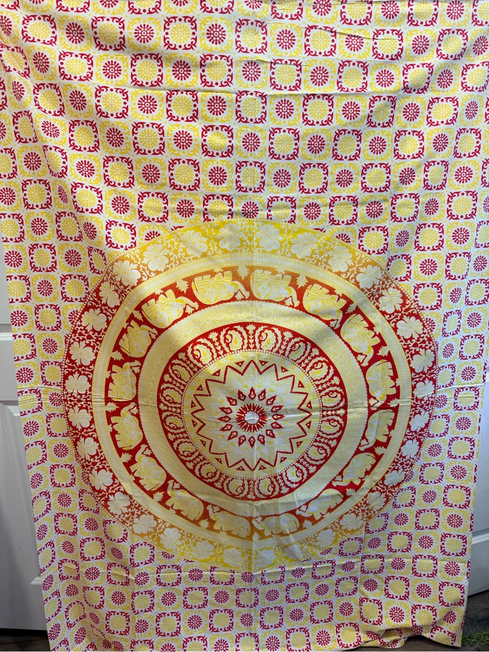 New Yellow and Red Mandala Wall Tapestry - Home Wall Decor